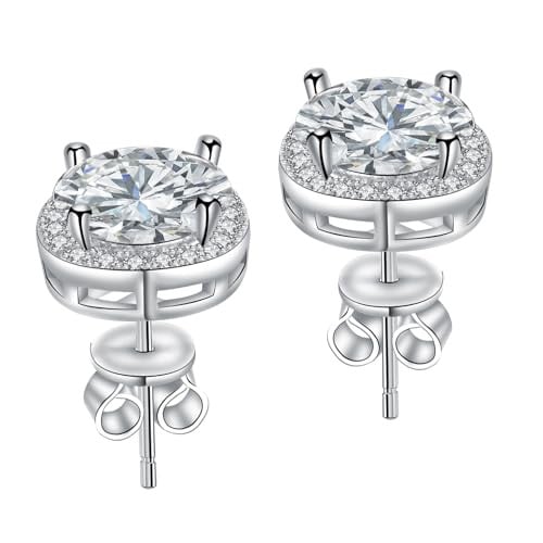 3-4 Carat Moissanite S925 Sterling Silver Stud Earrings