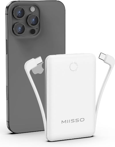 Slim Portable Charger with Built in Cable Deal