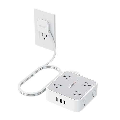 Surge Protector Power Strip Extension Cord 5' with 3 USB Ports & 8 Outlets