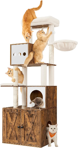 Feandrea Cat Tree with Litter Box Enclosure 70.1-Inch Tall Deal