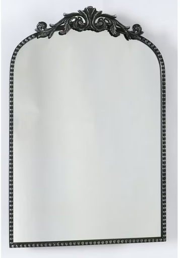 20" x 30" Filigree Arch Metal Wall Mirror Decor In Black