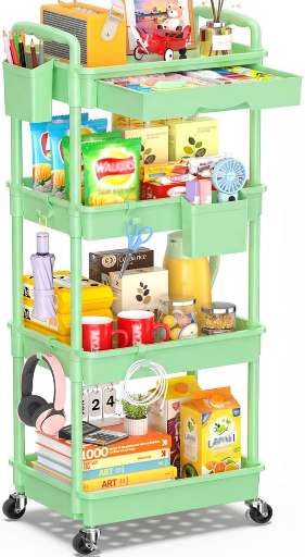 SUNALLY 4 Tier Rolling Utility Cart with Drawer Deal
