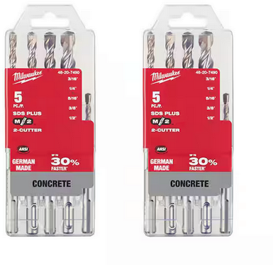 Milwaukee 2-Cutter SDS-PLUS Carbide Hammer Drill Bit Set (10-Piece)