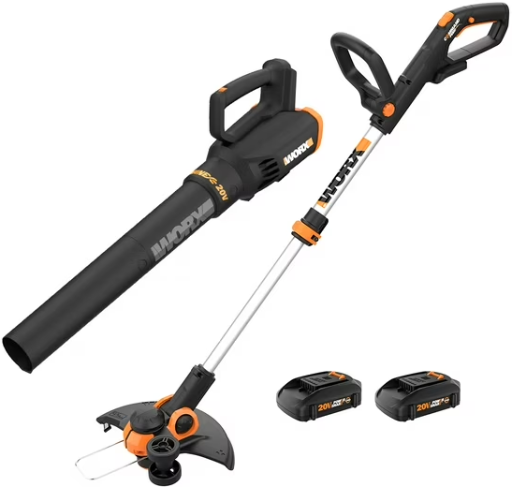 Worx WG928 20V Power Share GT 3.0 Trimmer & Turbine Blower with 2x 2Ah Batteries