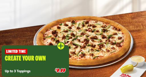Papa John's Create Your Own 3 Toppings Large Pizza
