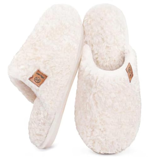 Micolin Women's Wide Fuzzy Memory Foam Slip-On House Slippers Deal
