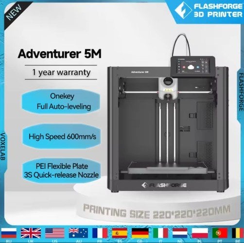 Flashforge Adventurer 5M High Speed Direct Extruder 3D Printer Auto Leveling PEI Plate Deal