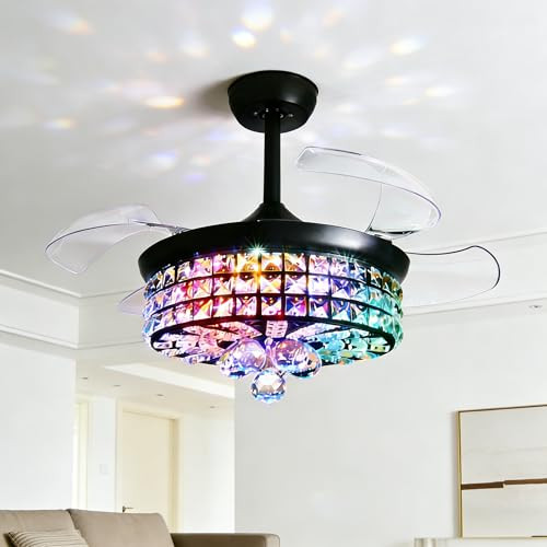 30" RGB Crystal Ceiling Fan with Light 