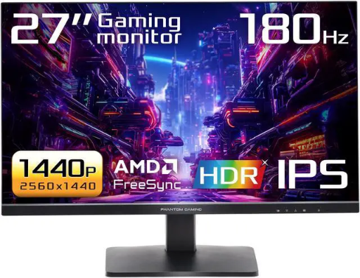 ASRock Phantom Gaming 27" 1440P 180Hz IPS Gaming Monitor PG27QFT1B