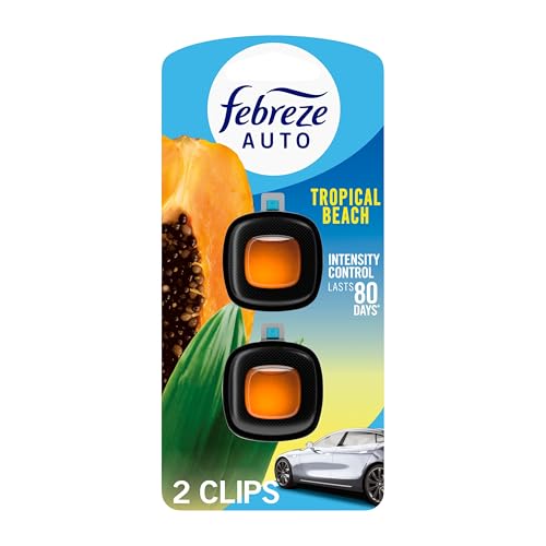 Febreze AUTO Air Freshener Vent Clip, Tropical Beach Scent, 2 Count Deal