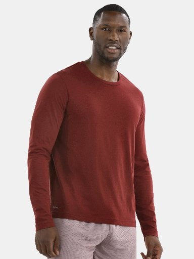 Athletic Works Men's Tri-Blend Long Sleeve Tee, Heritage Russet Deal