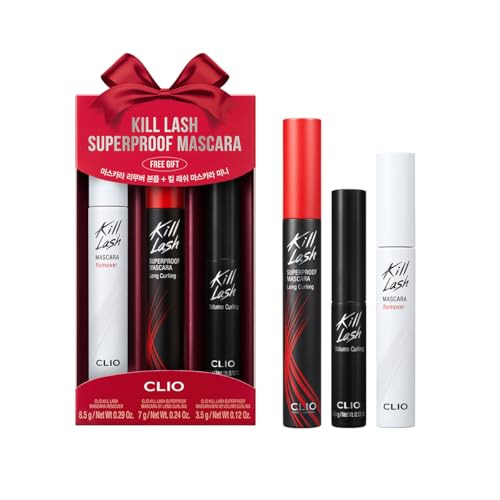 CLIO Kill Lash Superproof Mascara Holiday Gift Set: 001 Long Curling + 002 Volume Curling (Mini) + Remover
