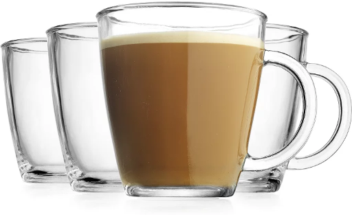 Home Essentials Barista Glass Coffee Mug Set 4-Pack 12-Oz Deal