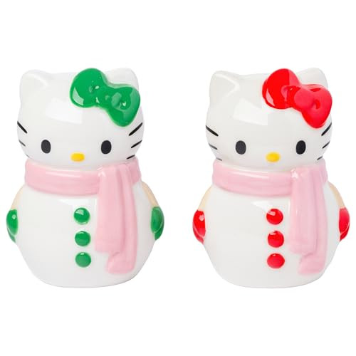 Silver Buffalo Sanrio Hello Kitty Snowman Ceramic Salt & Pepper Shaker Set