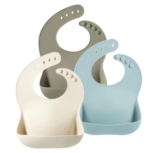 PandaEar Set of 3 Silicone Baby Bibs