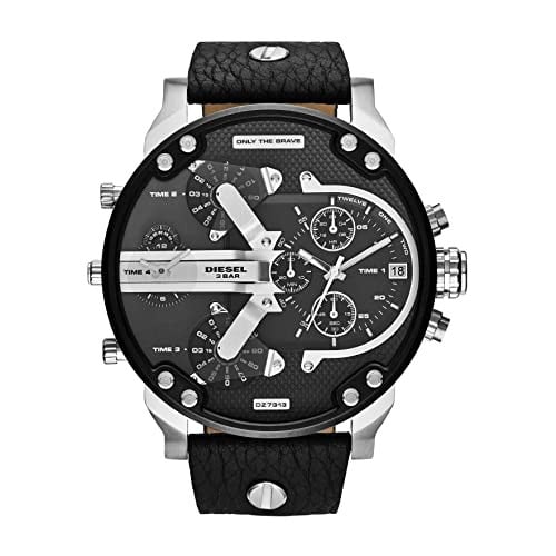 Diesel Mr. Daddy 2.0 Men's Watch, Stainless Steel and Leather Chronograph Sports Watch, Black/Silver Deal