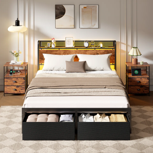 Wrought Studio 3 Piece Queen Bed Frame and 2 Night Stands Bedroom Set Deal