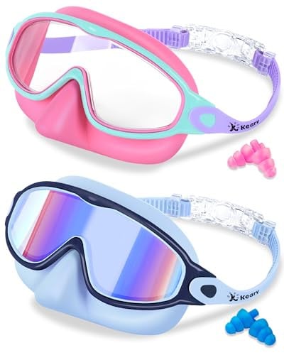 Keary 2 Pack Kids Swim Goggles with Nose Cover for 3-12 Deal