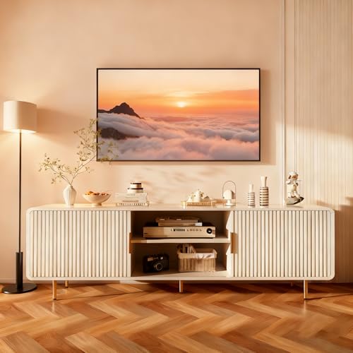 Fluted TV Stand with Curved Profile Design