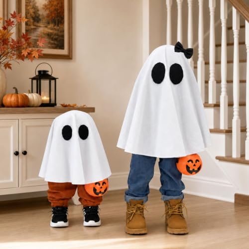 Cute Standing Ghosts with Pumpkin Buckets 2-Pack