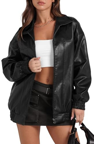Women's Faux Leather Oversized Motorcycle Jacket