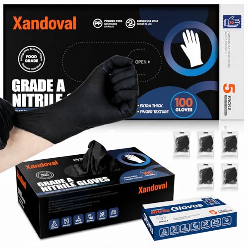 5 Mil Black Disposable Nitrile Gloves with 5 Pair Travel Pack - 110 Ct