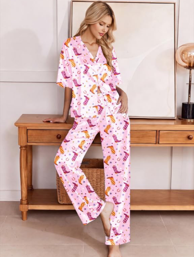 Ekouaer 2 Piece Women Silk Pajama Sets
