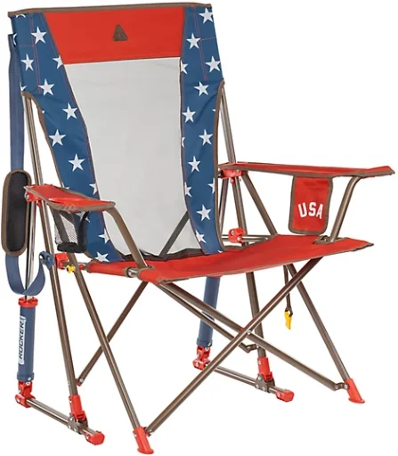 GCI Outdoor Comfort Pro Rocker Foldable Rocking Camp Chair w/ Mesh Backrest