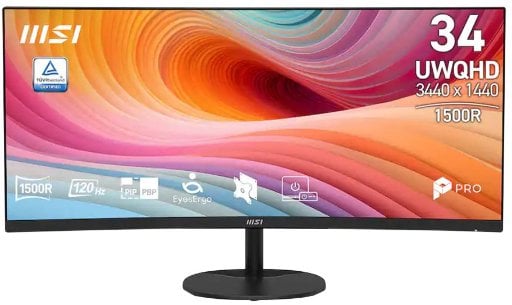 MSI PRO MP341CQ E12 34" UWQHD (3440 x 1440) 120Hz VA Curved Screen UltraWide Monitor