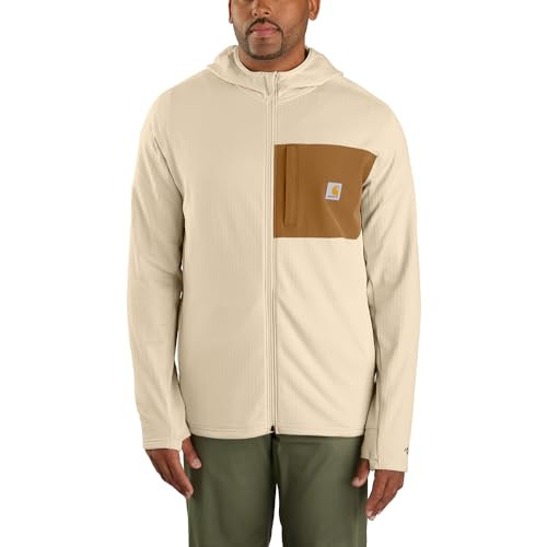 Carhartt Men's Force Relaxed Fit Zip Up Jacket (Oat Milk, Size XL)