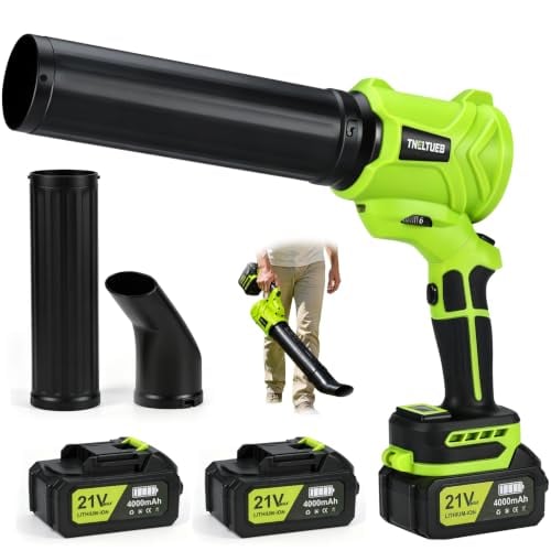 TNELTUEB 21V Cordless Leaf Blower w/ 180° Rotating Handle, 6-Speed, 2x4Ah Batteries & Charger Deal