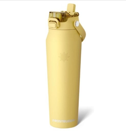 Frost Buddy 32oz Insulated Water Bottle with Straw & Chug Lid (Butter Yellow) Deal