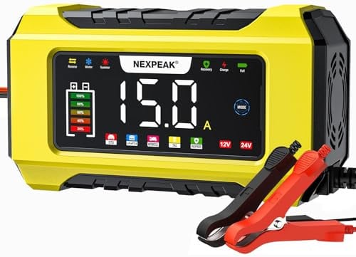 (Prime Deal) NEXPEAK 12V/24V 15A Battery Charger & Maintainer w/ 9-Stage Charging Deal