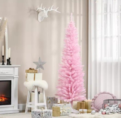 Artificial Christmas Tree 6' Indoor Realistic Holiday Decoration, Pink