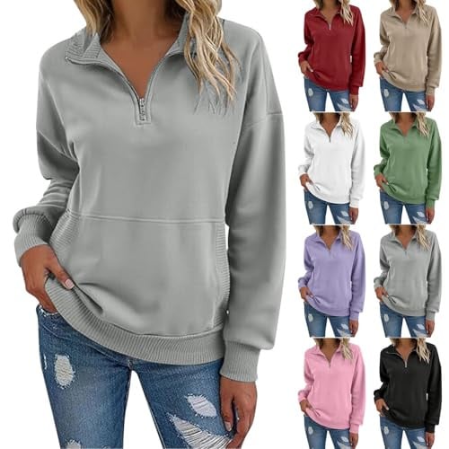 Zip Collared Comfort Colors Sweatshirt Long Sleeve  Deal