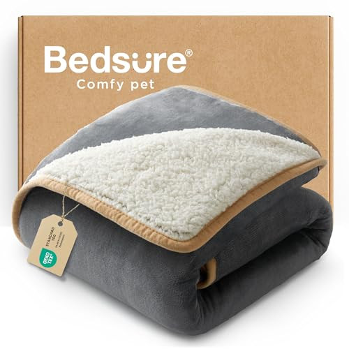 Bedsure Waterproof Soft Sherpa/Fleece Reversible Pet Blanket 25" x 35"