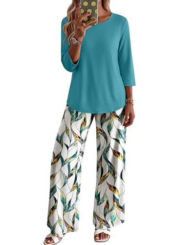 WIHOLL Two Piece Lounge 3/4 Length Sleeve Outfits Deal