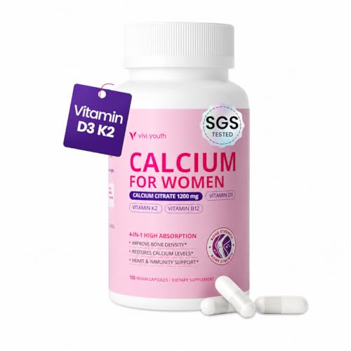 VIVI Youth Calcium for Women, 4-in-1 Calcium Citrate 1200mg with D3, K2 & B12, 60 Servings Deal