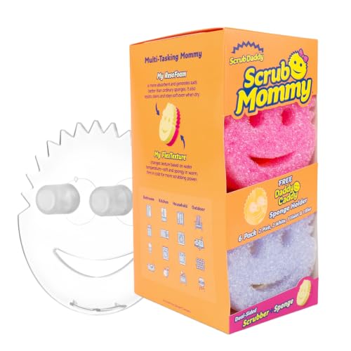 Scrub Mommy 6-Pack Kitchen Sponges with Daddy Caddy Sink Holder