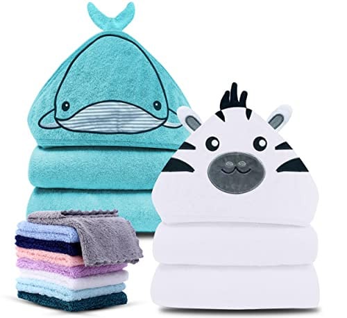 Cute Castle 2 Pack Hooded Baby Towel (Zebra and Whale) Deal