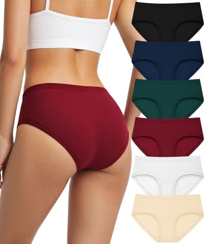 Cuweni Women's Cotton Blend Low Rise Hipster Briefs 6-Pack Deal