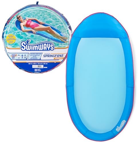 SwimWays Spring Float Premium Hammock Pool Lounger w/ Hyper-Flate Valve (Hammock Blue) Deal