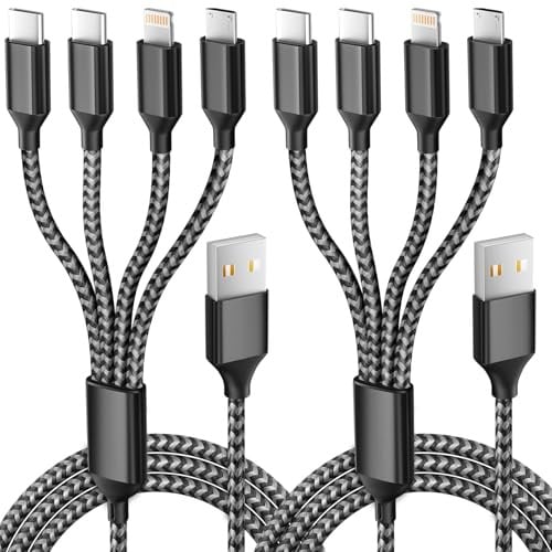 MPATIBY 2-Pack 5' 4-in-1 Multi USB Charging Cable w/ Dual Type-C, Lightning & Micro USB Ports Deal