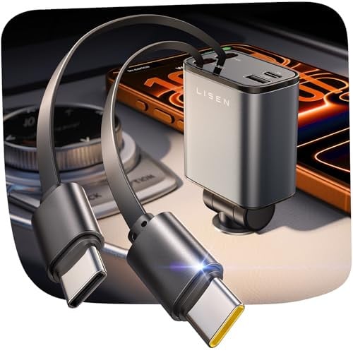 LISEN 4-in-1 Retractable Car Charger w/ Dual USB-C Cables Deal