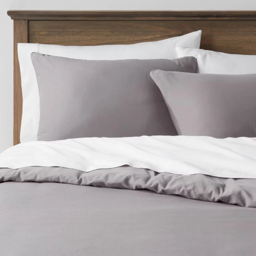 Threshold 3-Piece King Washed Cotton Sateen Comforter and Sham Set (Dark Gray) Deal