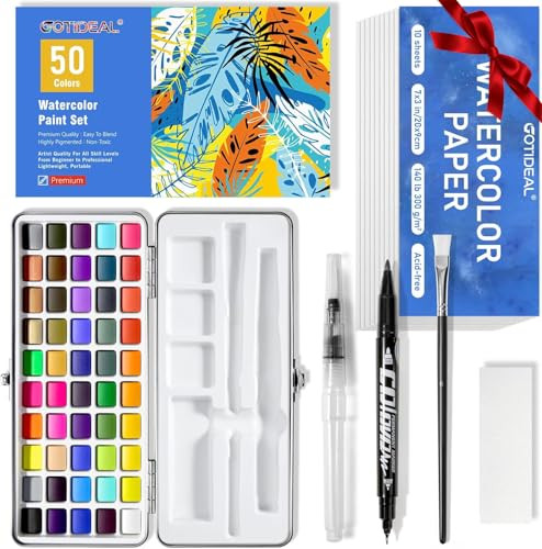 GOTIDEAL 50-Colors Watercolor Paint Set
