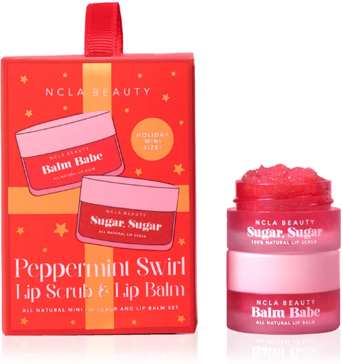 NCLA Beauty Peppermint Swirl Lip Scrub & Lip Balm Ornament Set 2-Piece