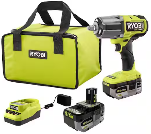 Ryobi ONE+ HP 18V Brushless 4-Mode 1/2 in. High Torque Impact Wrench Kit with (2) 4.0 Ah Batteries