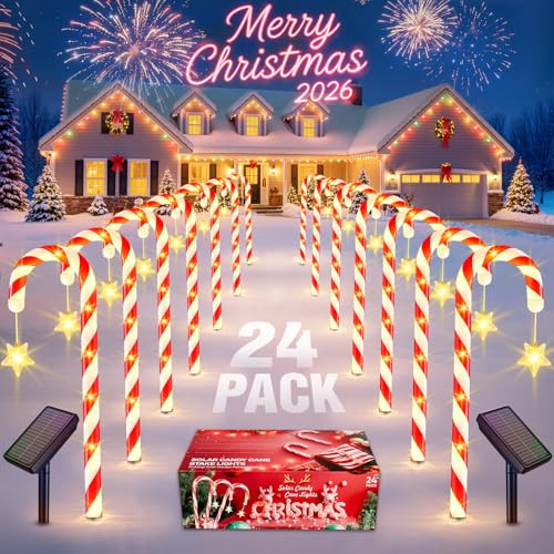 Solar Candy Cane Lights 24-Pack