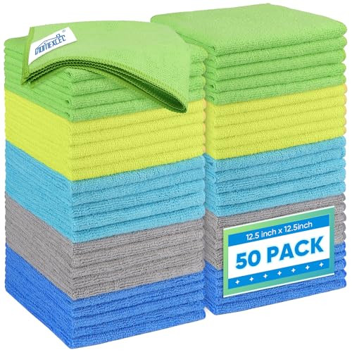 50 Pack of Homexcel Microfiber Cleaning Cloth (12.5 x 12.5", Multicolor)